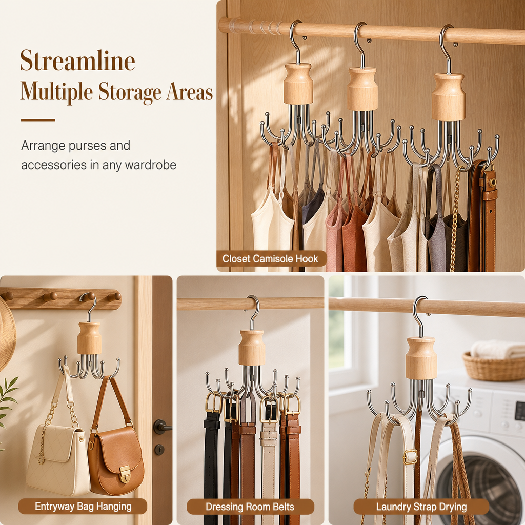 👜 Heavy-Duty Multi-Function Hanger with 8 Metal Hooks