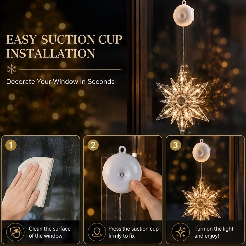✨ Reusable Christmas Suction Window Light
