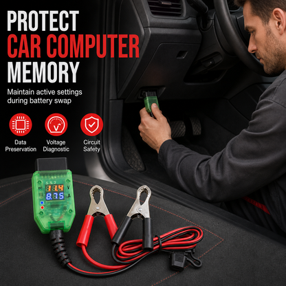 Car OBD Battery Replacement Tool and Computer Memory Saver with Digital Display Leakage Detector
