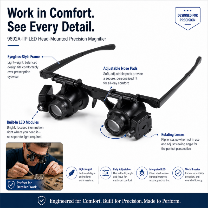 🔍 Binocular Magnifier Glasses with Dual LED Lights