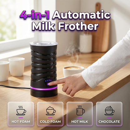 ☕ 4-in-1 Electric Milk Frother for Hot & Cold Drinks