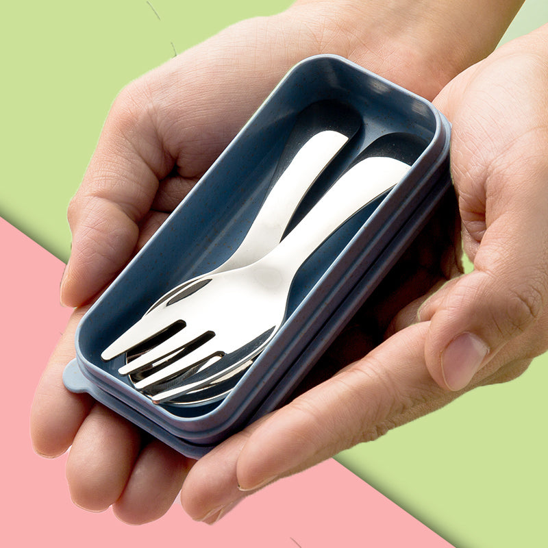 🍱 Compact Stainless-Steel Spoon & Fork Lunchbox Set