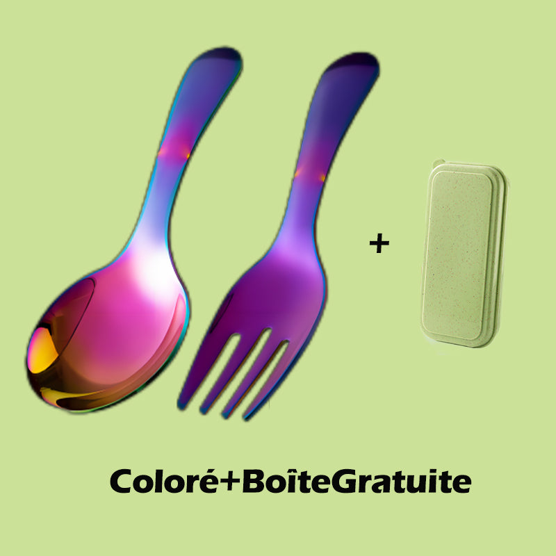 🍱 Compact Stainless-Steel Spoon & Fork Lunchbox Set