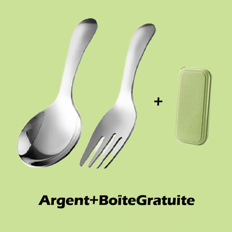 🍱 Compact Stainless-Steel Spoon & Fork Lunchbox Set