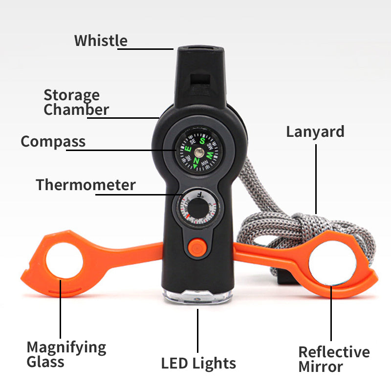 🏕️ 7-in-1 Multi-Function Outdoor Survival Whistle
