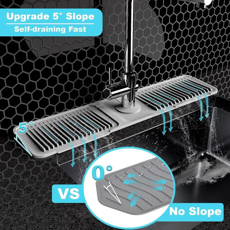 💧 Quick-Dry Silicone Faucet Mat for Kitchen Sink
