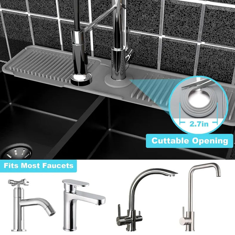 💧 Quick-Dry Silicone Faucet Mat for Kitchen Sink