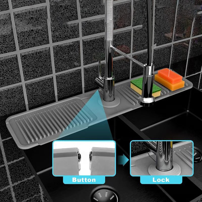 💧 Quick-Dry Silicone Faucet Mat for Kitchen Sink