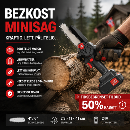 🪓 Børsteløs bærbar minisag – kraftig motor, langvarig batteri, lett og ergonomisk. Perfekt til beskjæring, ved og hagearbeid – sikker og effektiv! 🌳🔋
