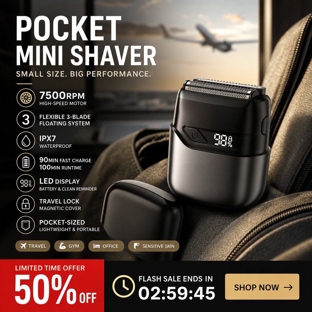 🪒 Portable Mini Electric Shaver for Travel & Daily Touch-Ups