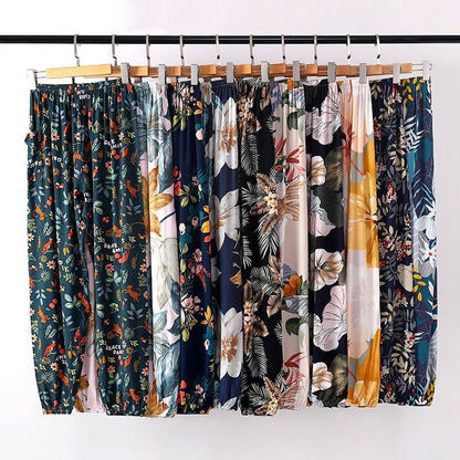 Soft Casual Drawstring Tie Elastic Waist Loose Pants