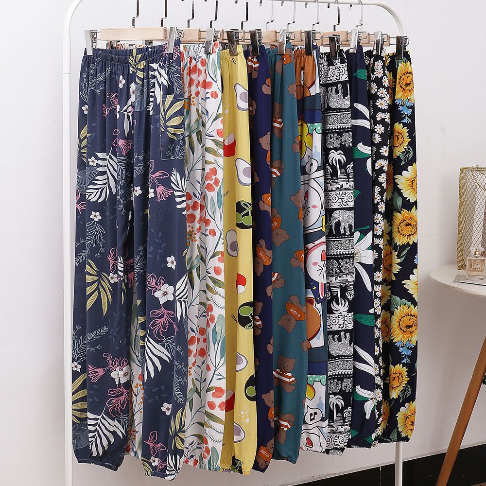 Soft Casual Drawstring Tie Elastic Waist Loose Pants