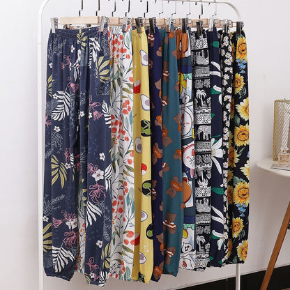 Soft Casual Drawstring Tie Elastic Waist Loose Pants
