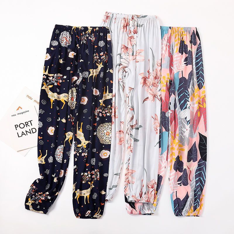 Soft Casual Drawstring Tie Elastic Waist Loose Pants