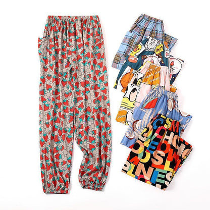 Soft Casual Drawstring Tie Elastic Waist Loose Pants