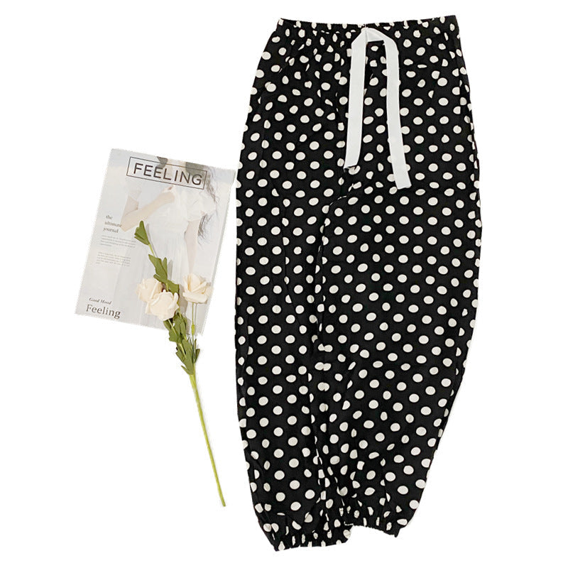Soft Casual Drawstring Tie Elastic Waist Loose Pants