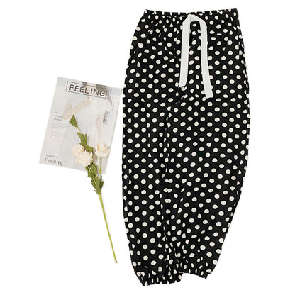 Soft Casual Drawstring Tie Elastic Waist Loose Pants