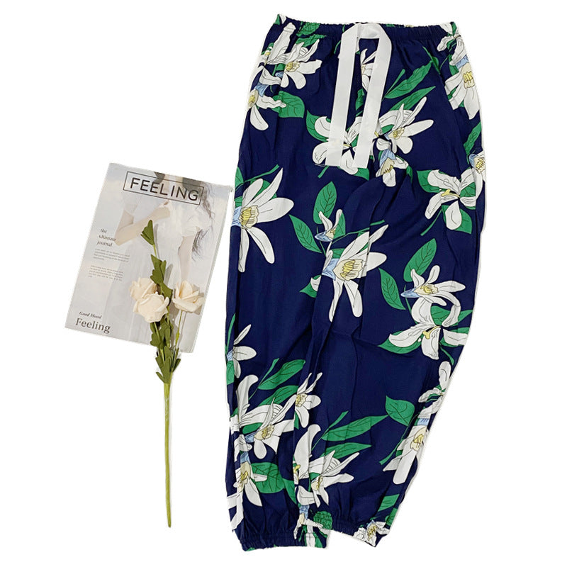 Soft Casual Drawstring Tie Elastic Waist Loose Pants