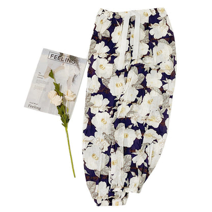 Soft Casual Drawstring Tie Elastic Waist Loose Pants