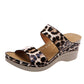 2023 New Leopard Print Leather Wedge Soft Sole Sandals