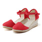Women's Vintage Linen Casual Ankle Strap Backless Heeled Sandals