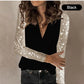 Fashion Sequin Splicing  Long Sleeves Top