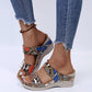 2023 New Leopard Print Leather Wedge Soft Sole Sandals