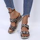 2023 New Leopard Print Leather Wedge Soft Sole Sandals