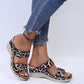 2023 New Leopard Print Leather Wedge Soft Sole Sandals