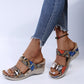 2023 New Leopard Print Leather Wedge Soft Sole Sandals