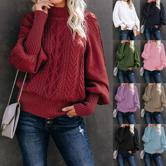 Women Long Sleeve Knitted Loose Fitting Sweater