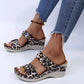 2023 New Leopard Print Leather Wedge Soft Sole Sandals