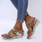 2023 New Leopard Print Leather Wedge Soft Sole Sandals