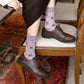 10 Pairs Women's Purple Vintage Floral Cotton Socks