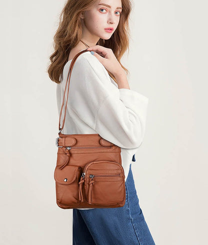 ⏰HOT SALE💥Multi-Pocket Crossbody Bag Soft Leather Shoulder Purse Bag