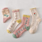 10 pairs of women's pink floral cotton socks