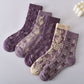 10 Pairs Women's Purple Vintage Floral Cotton Socks