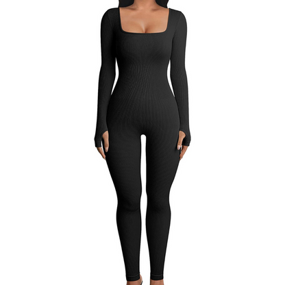 Women Yoga Jumpsuits Workout Ribbed Long Sleeve Sport Jumpsuits