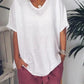 Solid color V-neck short-sleeved plus size women's T-shirt