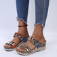 2023 New Leopard Print Leather Wedge Soft Sole Sandals