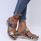 2023 New Leopard Print Leather Wedge Soft Sole Sandals