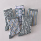 10 Pairs Women's Blue Elegant Embossed Floral Cotton Socks