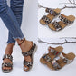 2023 New Leopard Print Leather Wedge Soft Sole Sandals